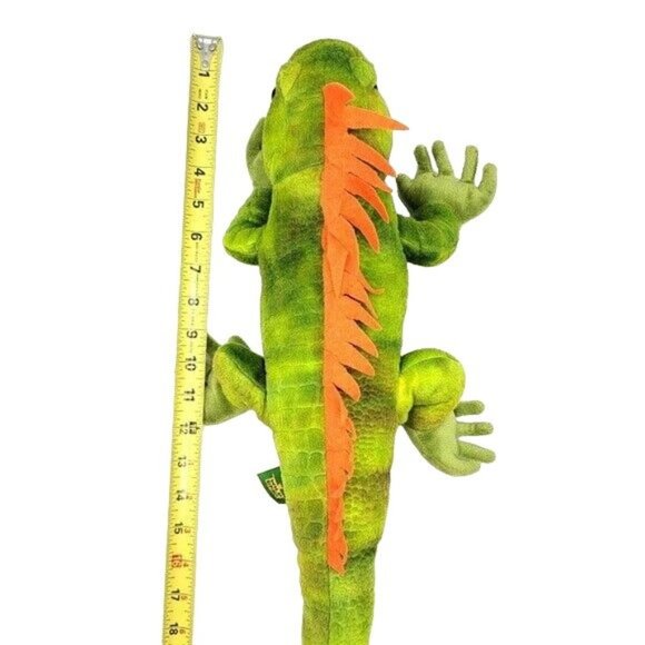 Wild Republic Cuddlekins Realistic Iguana Plush Green Orange 24" Lizard Reptile - Picture 11 of 12